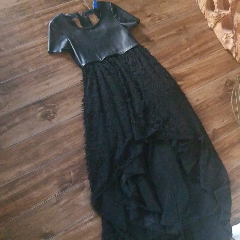 Nasty Gal Black Dress with Leather